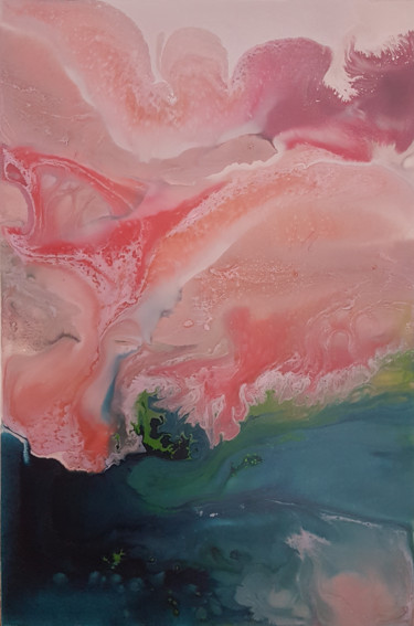 Painting titled "Pink Beach" by Michaela Gloria, Original Artwork, Acrylic