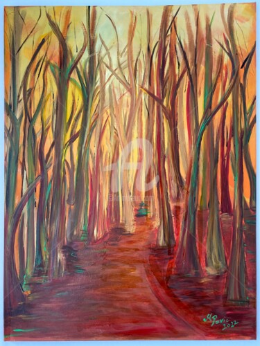 Painting titled "Mystischer Wald - m…" by Michaela Melanie Pavic - Mmp Soul Art - Spirituelle Kunst, Original Artwork, Acryl…