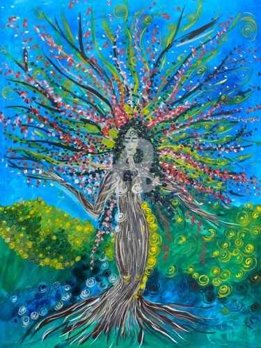 Malarstwo zatytułowany „Lebensbaum - tree o…” autorstwa Michaela Melanie Pavic - Mmp Soul Art - Spirituelle Kunst, Oryginaln…