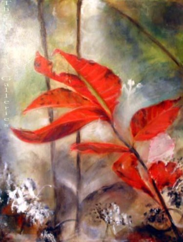 Painting titled "Red Leaves In Morni…" by Michaela Akers, Original Artwork