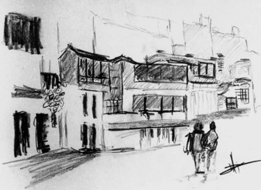 Drawing titled "Street Sketch" by Michael Dellinger, Original Artwork, Charcoal