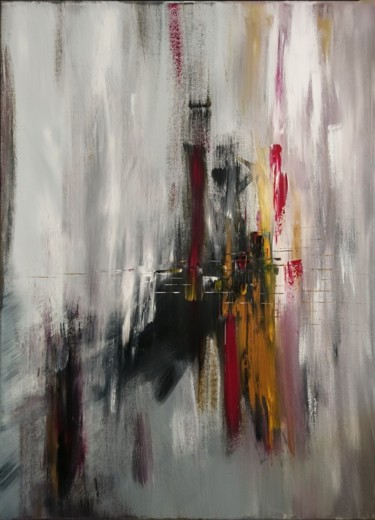 Schilderij getiteld "Ethereal City" door Michael Denart, Origineel Kunstwerk, Acryl Gemonteerd op Frame voor houten brancard