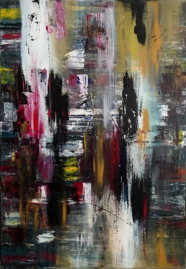 Painting titled "Chaos" by Michael Denart, Original Artwork, Acrylic Mounted on Wood Stretcher frame