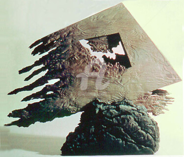 Skulptur mit dem Titel "de l'autre-coté" von Michaelle Ricard, Original-Kunstwerk, Stein