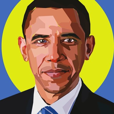 Painting titled "obama" by Michael Osei, Original Artwork