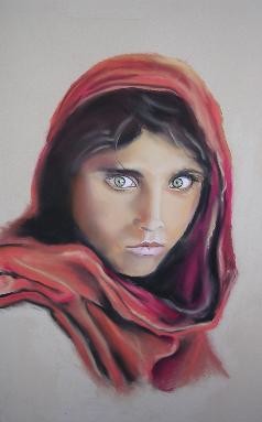 Painting titled "Jeune afghane" by Michago, Original Artwork