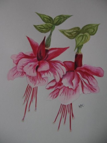Peinture intitulée "Fuchsias" par Michago, Œuvre d'art originale