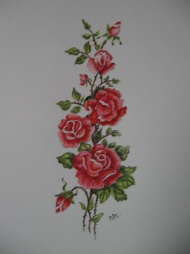 Peinture intitulée "Roses" par Michago, Œuvre d'art originale
