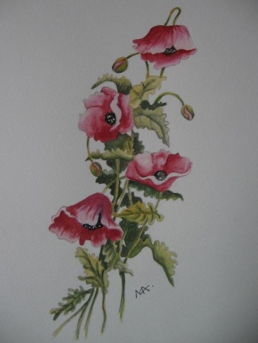 Painting titled "Coquelicots" by Michago, Original Artwork