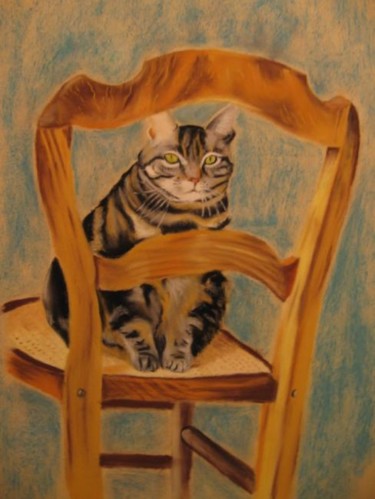 Peinture intitulée "Chat tigré" par Michago, Œuvre d'art originale