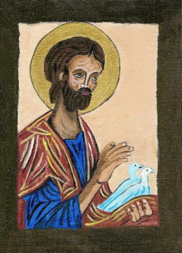Peinture intitulée "St Joseph aux colom…" par Michago, Œuvre d'art originale