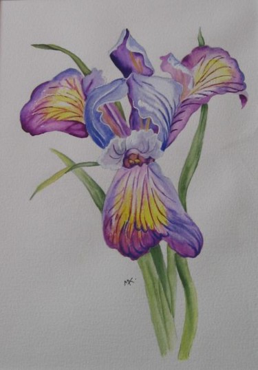 Peinture intitulée "Iris bleu" par Michago, Œuvre d'art originale