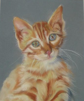 Peinture intitulée "Chat roux" par Michago, Œuvre d'art originale