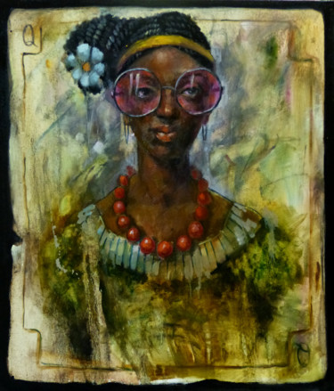 Pintura titulada "Czarna Dama" por Michał Kwarciak, Obra de arte original, Oleo