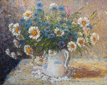 Marguerites Peinture intitulée "Marguerites" par Michal Sabo Balog, Œuvre d'art originale, Huile