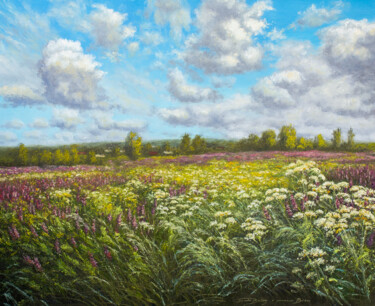 Pintura titulada "In a meadow" por Michal Sabo Balog, Obra de arte original, Oleo Montado en Bastidor de camilla de madera