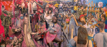 Malerei mit dem Titel "Danse Macabre" von Michał Wojtysiak, Original-Kunstwerk, Acryl