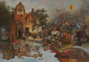 Painting titled "Манна (Manna)" by Mikhail Lobyrev (Micha Lobi), Original Artwork, Oil