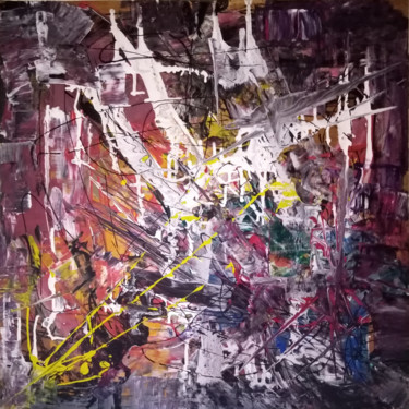 Malerei mit dem Titel "Explodiertes Paradi…" von Michael Meles, Original-Kunstwerk, Acryl