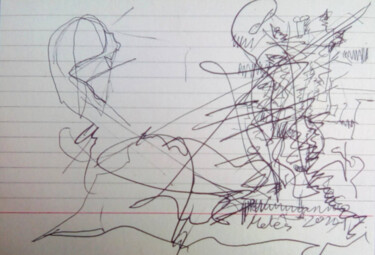 Drawing titled "Flucht1" by Michael Meles, Original Artwork, Ballpoint pen