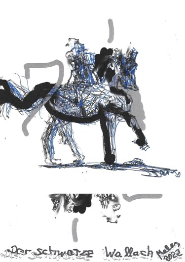 Desenho intitulada "Der schwarze Wallach" por Michael Meles, Obras de arte originais, Pintura digital