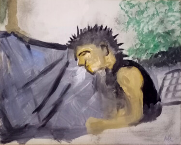 Malerei mit dem Titel "Kein Urlaub vom Sel…" von Michael Meles, Original-Kunstwerk, Acryl
