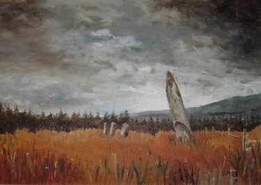 Painting titled "Knocknakilla Stone…" by Micheal O Muirthile, Original Artwork, Oil