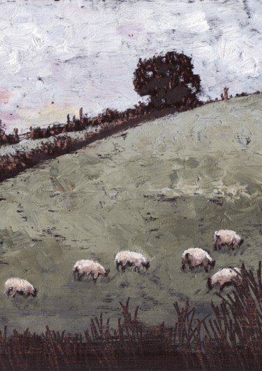 Pittura intitolato "The Sheep in Connie…" da Micheal O Muirthile, Opera d'arte originale, Olio