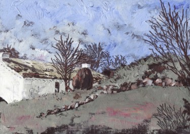 Peinture intitulée "Famine Village" par Micheal O Muirthile, Œuvre d'art originale, Huile