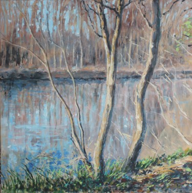 Schilderij getiteld "De rive en rive 1" door Michel Adam, Origineel Kunstwerk, Acryl