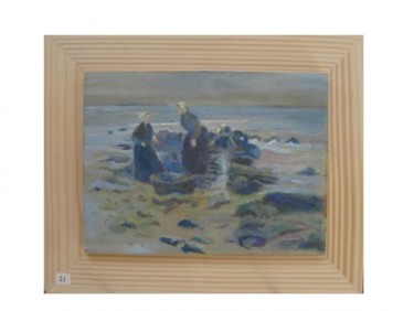 Peinture intitulée "Les pêcheuses de sa…" par Michel Adam, Œuvre d'art originale