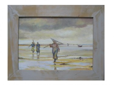 Peinture intitulée "Retour de pêche" par Michel Adam, Œuvre d'art originale
