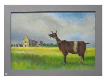 Peinture intitulée "La chèvre de l'Abba…" par Michel Adam, Œuvre d'art originale, Huile