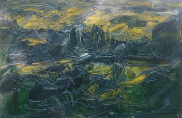 Картина под названием "La Seine" - Michel Aubert, Подлинное произведение искусства, Масло Установлен на Деревянная рама для…