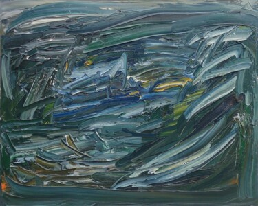 Malarstwo zatytułowany „La mer au Gouffre” autorstwa Michel Aubert, Oryginalna praca, Olej Zamontowany na Drewniana rama nos…