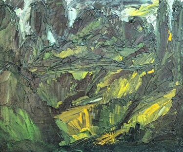 Peinture intitulée "Paysage du Lot" par Michel Aubert, Œuvre d'art originale, Huile Monté sur Châssis en bois