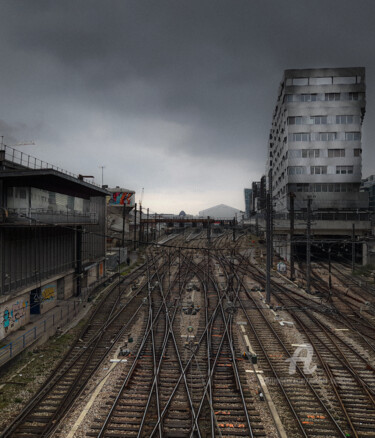 Fotografia intitolato "Débouché ferroviair…" da Michel Babkine, Opera d'arte originale, Fotografia digitale