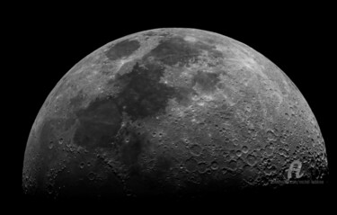 Photography titled "lune premier quarti…" by Michel Babkine, Original Artwork, Digital Photography