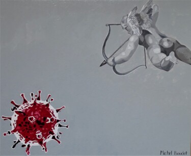 Painting titled "Le vaccin divin" by Michel Baudet, Original Artwork, Acrylic
