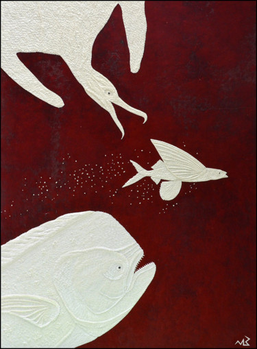 Collages intitulée "Sauve-qui-peut" par Michel Belloin, Œuvre d'art originale, Collages