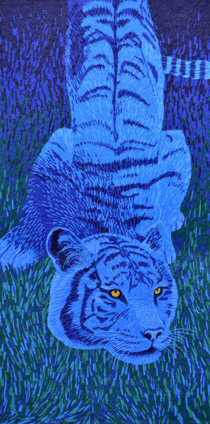 Collages titled "tigre bleu" by Michel Belloin, Original Artwork