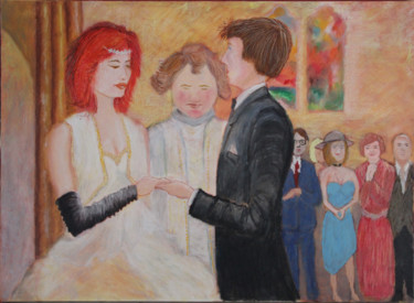 Peinture intitulée "Les mariés" par Michel Béné, Œuvre d'art originale, Acrylique Monté sur Châssis en bois