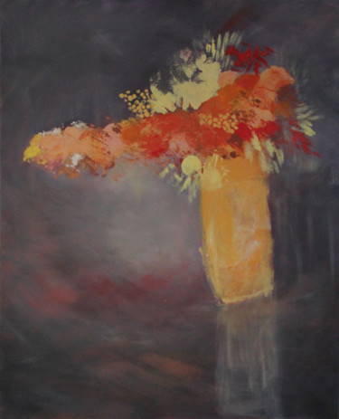 Peinture intitulée "bouquet-rouge-noir" par Michel Béné, Œuvre d'art originale, Acrylique Monté sur Châssis en bois