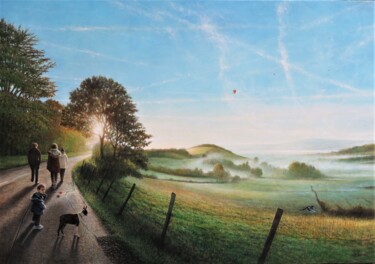 Painting titled ""La route barrée" -…" by Michel Borro, Original Artwork, Oil