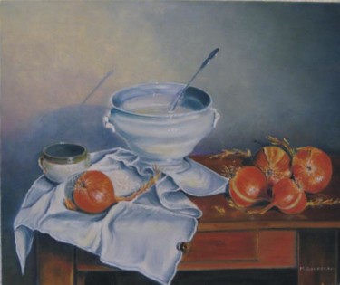 Peinture intitulée "La soupe à l'oignon" par Michel Bourdeau, Œuvre d'art originale