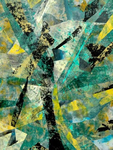 Peinture intitulée "cristaux verts" par Michel Buret, Œuvre d'art originale