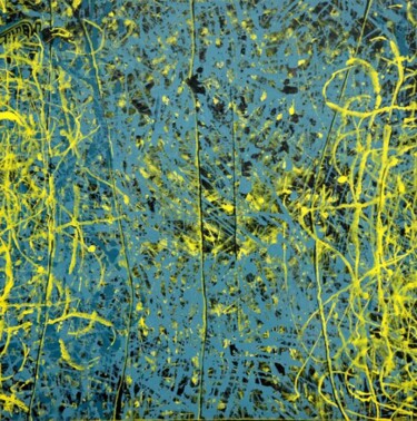 Peinture intitulée "entrelac jaune et b…" par Michel Buret, Œuvre d'art originale