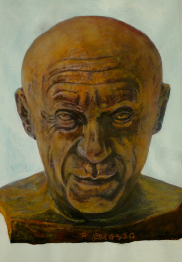 Malerei mit dem Titel "buste en bronze-de-…" von Michel Camo, Original-Kunstwerk, Gouache
