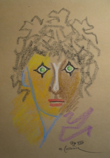 Dessin intitulée "Portrait d'Olga. Et…" par Michel Castanier, Œuvre d'art originale, Crayon