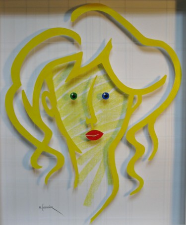 Peinture intitulée "Portrait jaune" par Michel Castanier, Œuvre d'art originale, Acrylique
